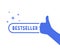 blue bestseller icon with thumb up