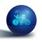 Blue Bicycle icon isolated on white background. Bike race. Extreme sport. Sport equipment. Blue circle button. Vector
