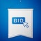 Blue Bid icon isolated on blue background. Auction bidding. Sale and buyers. White pennant template. Vector