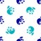 Blue Biological structure icon isolated seamless pattern on white background. Genetically modified organism and food