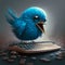 Blue bird angry with negative tweets. Generative AI