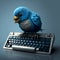 Blue bird angry with negative tweets. Generative AI