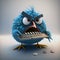 Blue bird angry with negative tweets. Generative AI