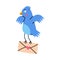 Blue Bird Carry Letter Envelope Flying with Post Vector Illustration