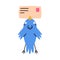 Blue Bird Carry Letter Envelope Flying with Post Vector Illustration