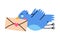 Blue Bird Carry Letter Envelope Flying with Post Vector Illustration