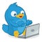 Blue Bird with Laptop