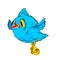 Blue bird Little flies . Birdie cartoon style