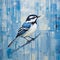 Blue Bird In Striped Painting: Contemporary Canadian Art