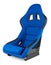 Blue black carbon fiber motorsport race car tuning  sim racing bucket seat isolated white background