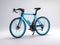 blue and black color 3d render bicycle with gradient background