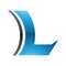 Blue and Black Glossy Concave Lens Shaped Letter L Icon