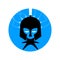 Blue and black logo of a trojan cyber warrior