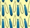 Blue and black outline style neckties seamless pattern on yellow background