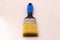 Blue and black paint brush isolated in white background blurry focus.