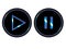Blue black play pause button icon vector