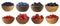Blue-black and red berries isolated on white. Mulberry, blueberry, blackberry, currant, strawberry and raspberry.