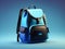 blue and black school bag on gradient background