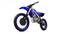 Blue and black sport bike for cross-country on a white background. Racing Sportbike. Modern Supercross Motocross Dirt Bike. 3D