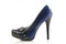 Blue and black stiletto high heel shoe