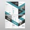 Blue black triangle business trifold Leaflet Brochure Flyer report template vector minimal flat design set, abstract three fold