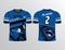 Blue black white combination with player blasting the ball jersey template