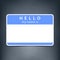 Blue blank tag sticker HELLO my name is