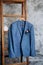 blue blazer classic suit hanging