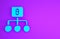 Blue Blockchain technology Bitcoin icon isolated on purple background. Abstract geometric block chain network technology business