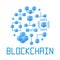 Blue blockchain technology round vector illustration