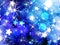 Blue blurred festive bokeh background, circles, stars, glitter,