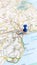 A blue board pin stuck in Cagliari Sardinia Italy portrait