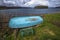 Blue boat at Loch Shieldaig in the Highlands of Scotland