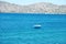 Blue boat at a Mediterranean sea (Greece)