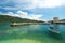 Blue boat in the port in Mali Ston in Croatia