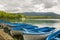 Blue boats lake Banyoles view