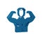 Blue Bodybuilder showing his muscles icon isolated on transparent background. Fit fitness strength health hobby concept.