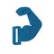 Blue Bodybuilder showing his muscles icon isolated on transparent background. Fit fitness strength health hobby concept.