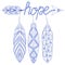 Blue Bohemian Arrow, Hope Amulet with henna feathers. Decorative