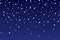 Blue bokeh background. Glowing circles in the sky. Snow texture. Blurry white spots on a dark canvas