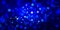 Blue bokeh lights in blurred background design with black shadows and white shining circles, glitter or sparkle