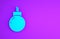 Blue Bomb ready to explode icon isolated on purple background. Minimalism concept. 3d illustration 3D render