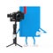 Blue Book Character Mascot with DSLR or Video Camera Gimbal Stabilization Tripod System. 3d Rendering
