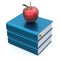 Blue books textbooks stack red apple education wisdom icon