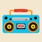 Blue Boombox or radio cassette tape player icon