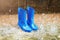 blue boots with rain