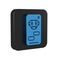 Blue Bot icon isolated on transparent background. Robot icon. Black square button.