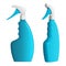 Blue bottle of detergent with spray nozzle