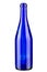 Blue bottle of wine. Vertically standing wine bottle