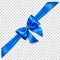 Blue bow with diagonally ribbon